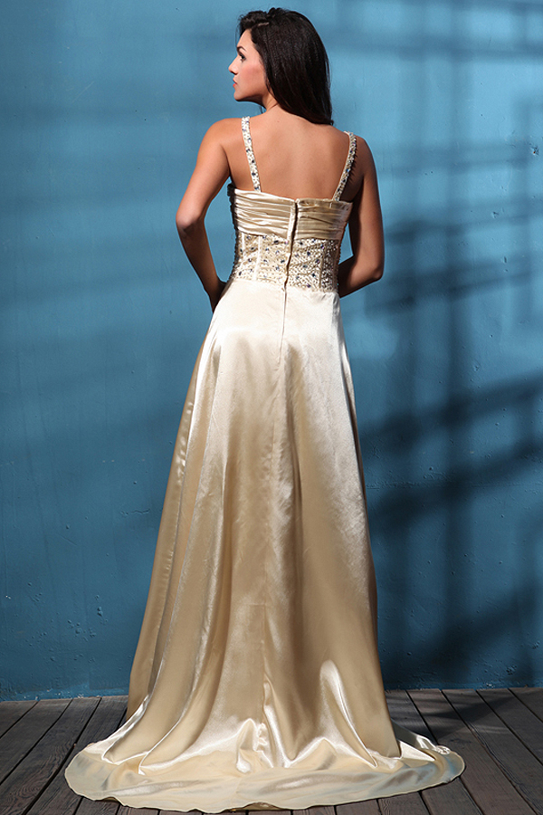 Deluxe High Low Satin Formal Evening Dress - Click Image to Close